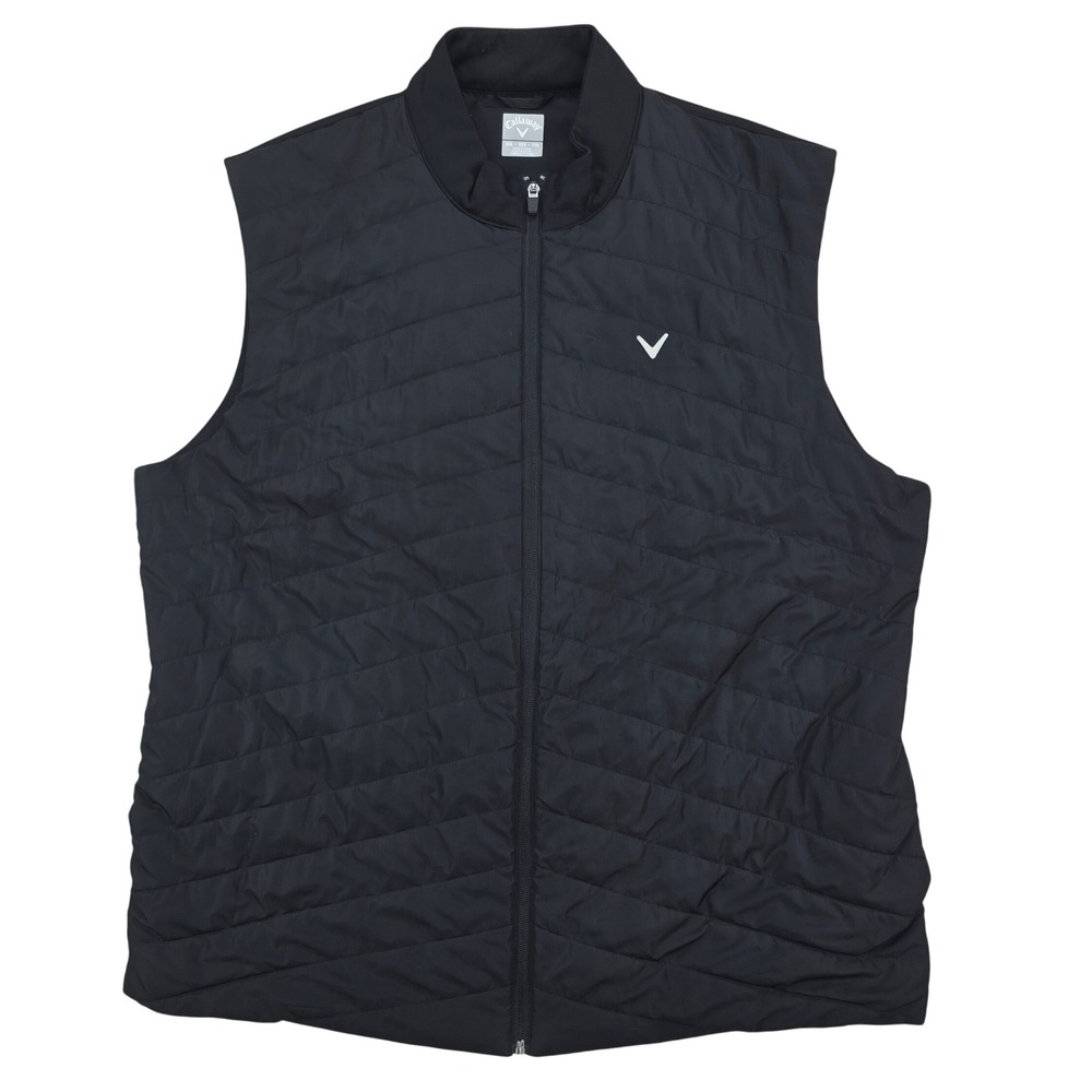 Callaway Quilted Puffer Vest Mens XXL Black Full Zip Golf Activewear Sleeveless
